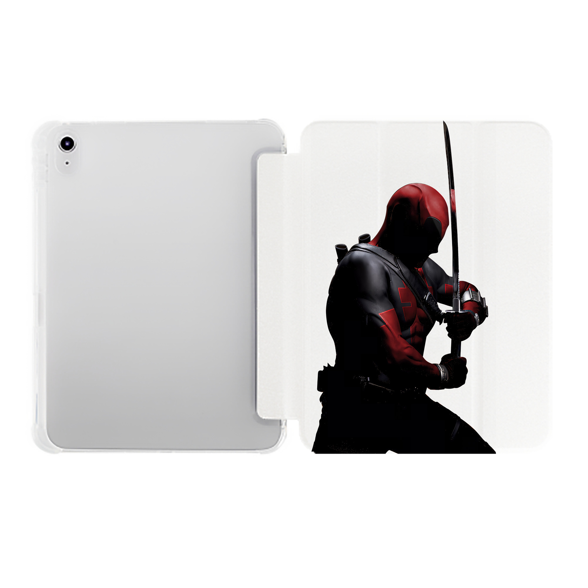 （画像用） Deadpool デッドプール IPad ケース ペン収納付き 三つ折りスタンド PUレザー×シリコン 対応機種9.5/10.5/10.9インチ